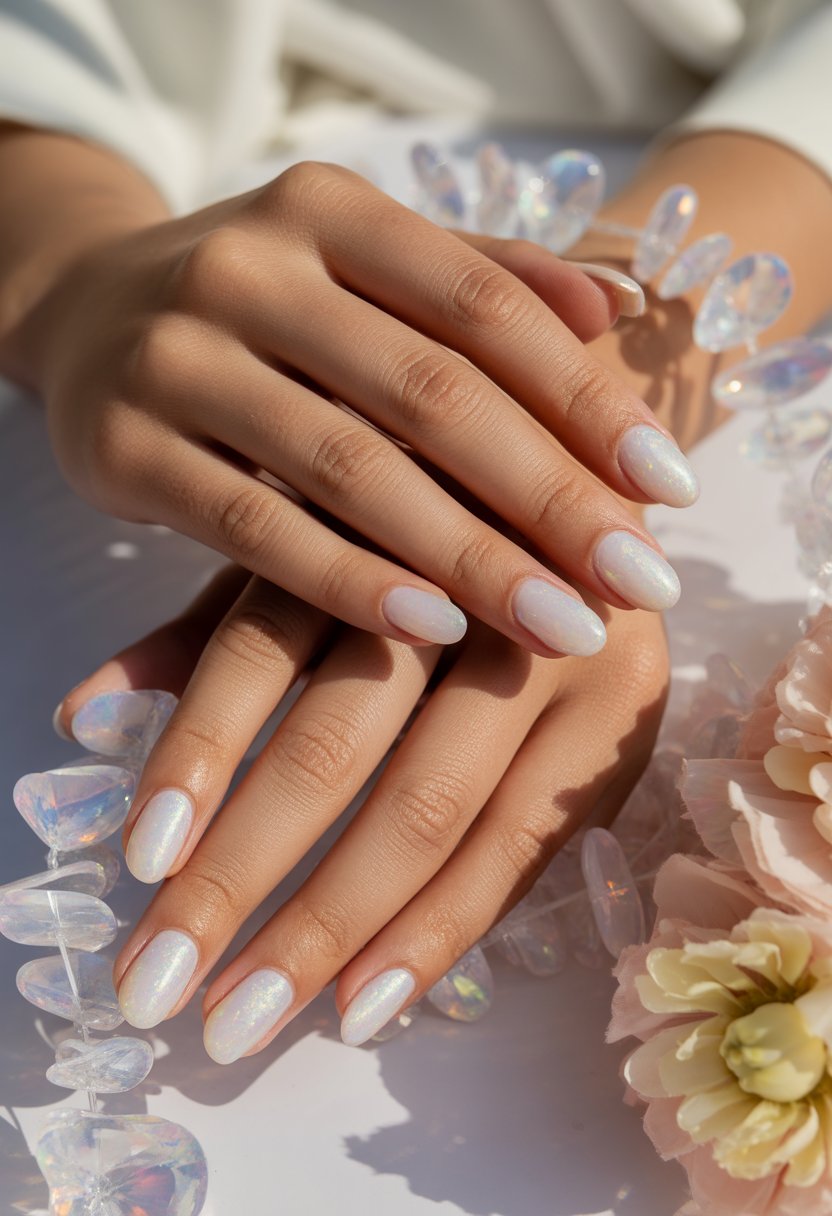 Milky Opal Shimmer Nails