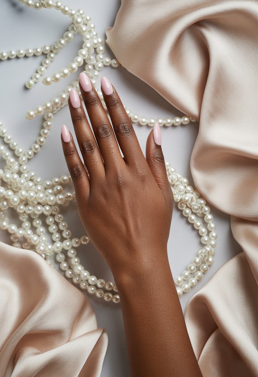 Pearly Pink Winter Nails