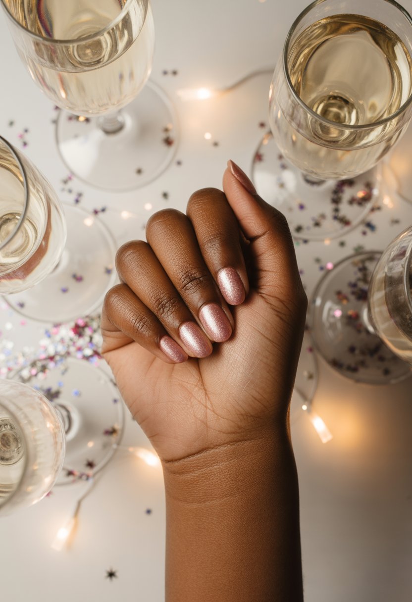 Pink Champagne Shimmer Nails