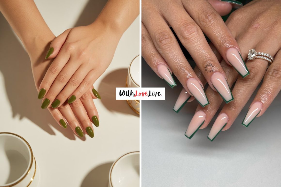 Rich Olive Green Nails Designs
