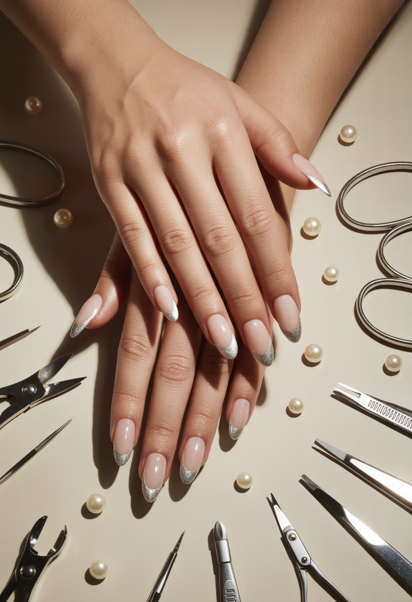 Silver Foil Edge Stilettos