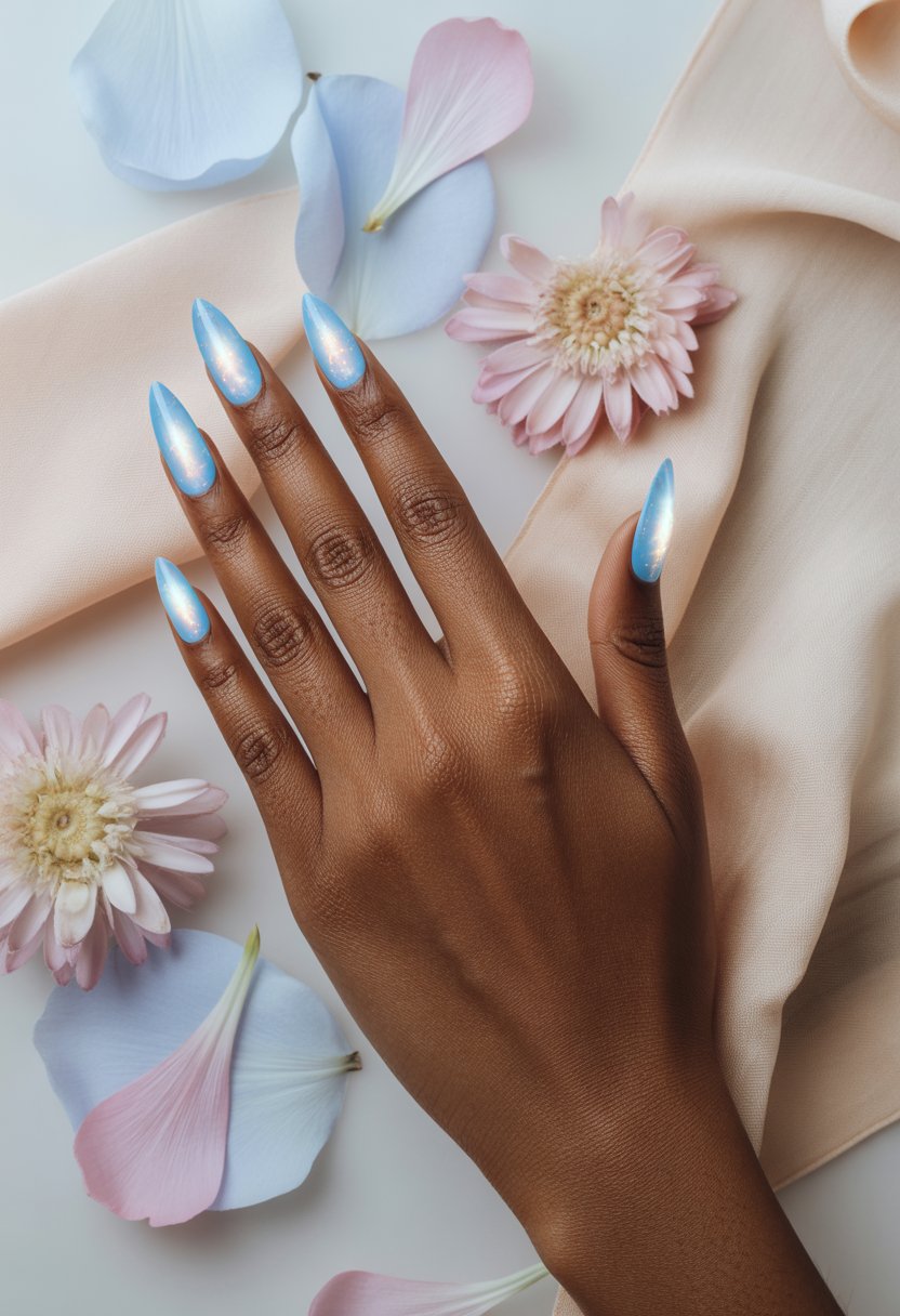 Sky Blue Aura Nails