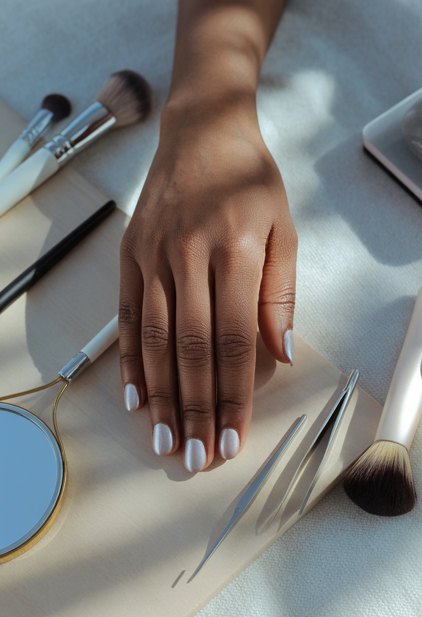 Soft Grey Dawn Nails