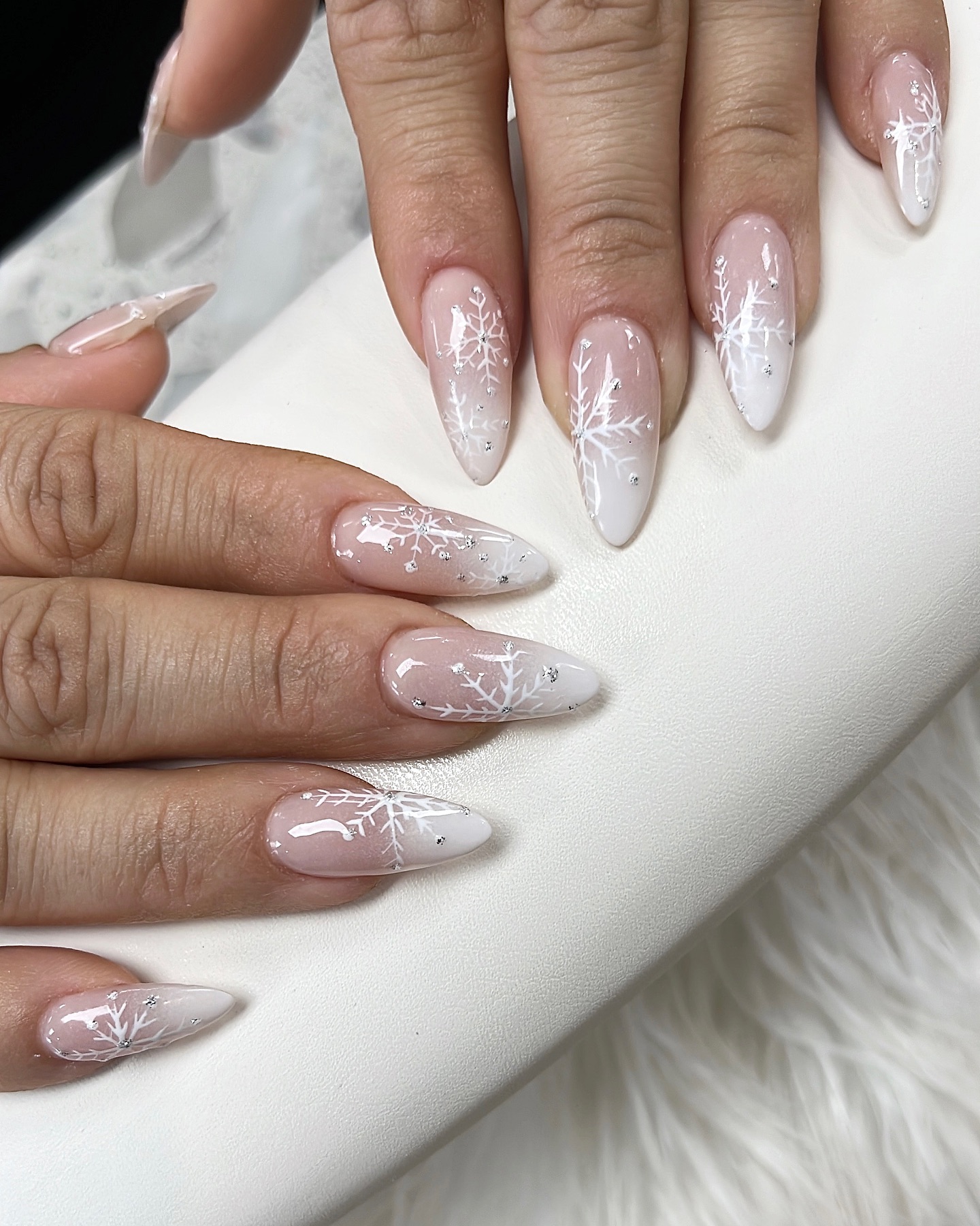 White Snowflake Winter Nails