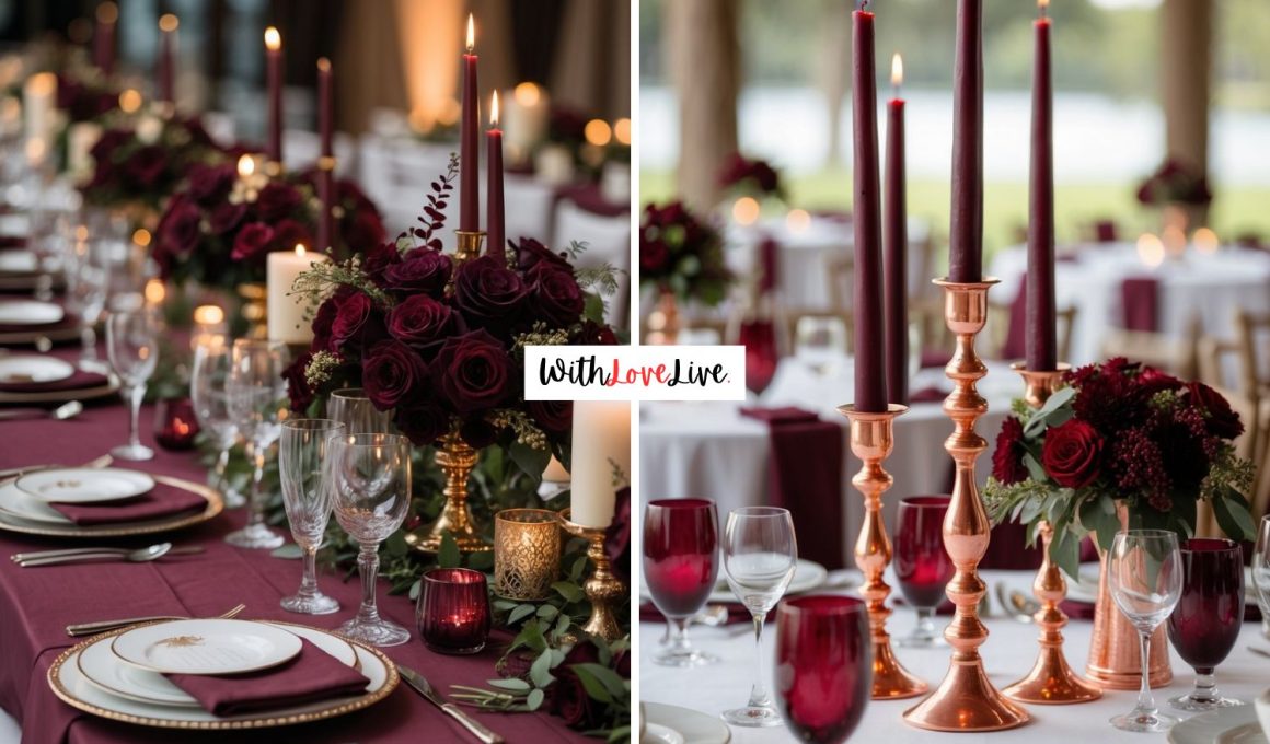 Burgundy Wedding Table Setting