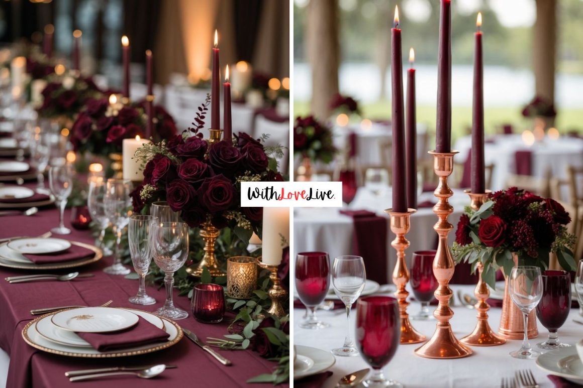 Burgundy Wedding Table Setting