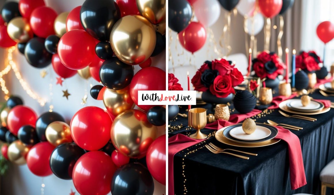 Red Black and gold birthday ideas