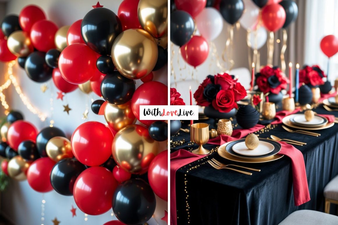 Red Black and gold birthday ideas