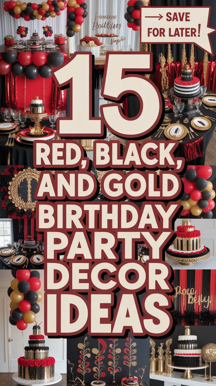 Red, Black, and Gold Birthday Party Decor